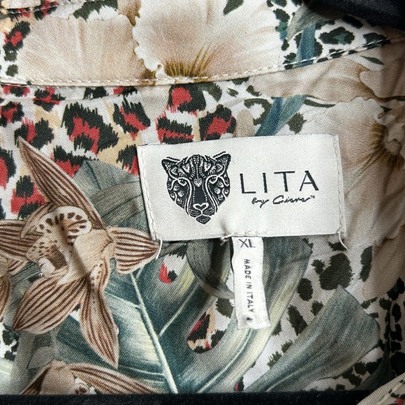 NWOT Lita By Ciara Womens Floral Cheetah Print Shirt Size XL XLARGE - Picture 4 of 4